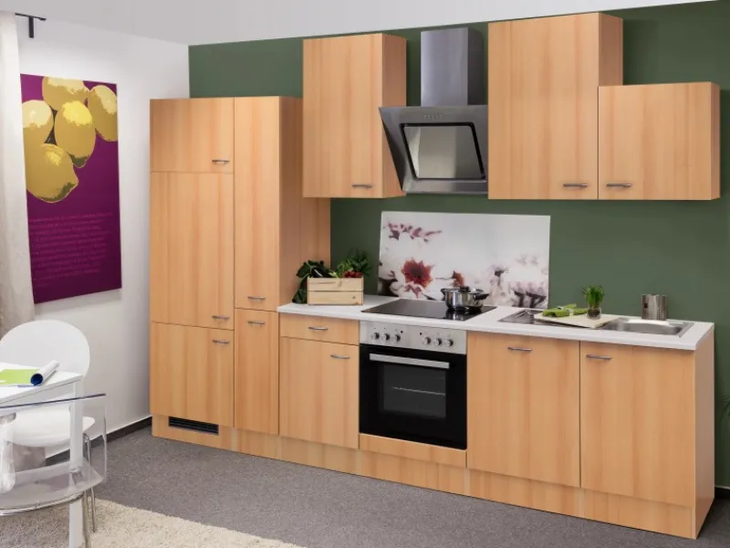 Outlet Flex-Well Classic Küchenzeile Nano 310 cm Buche Nachbildung