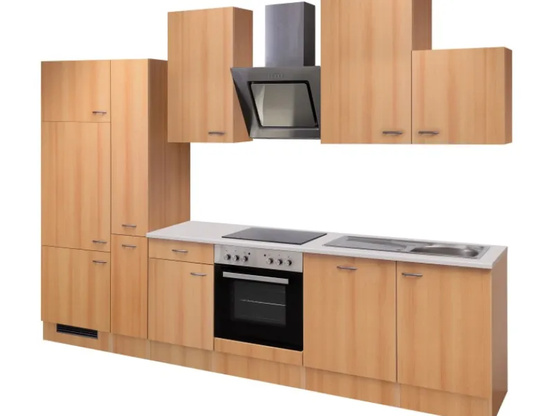Outlet Flex-Well Classic Küchenzeile Nano 310 cm Buche Nachbildung