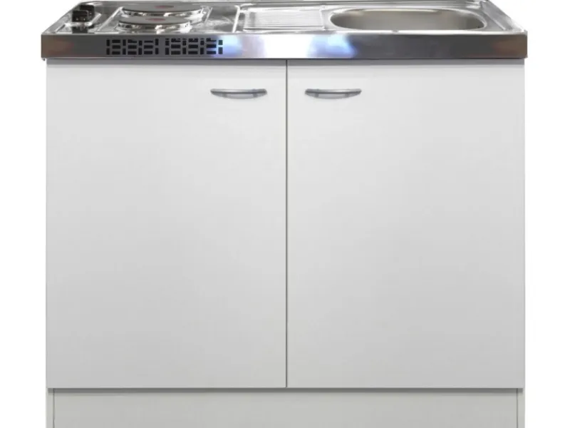 Flex-Well Classic Miniküche Wito 100 cm mit Pantryauflage Weiß< Single-Küchen|Pantryküchen