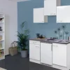 Flex-Well Classic Singleküche Lucca 150 cm Weiß matt - Caledonia< Single-Küchen|Kochfelder