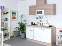 Sale Flex-Well Classic Singleküche Florida 150 cm Sonoma Eiche-Weiß-Sonoma Eiche