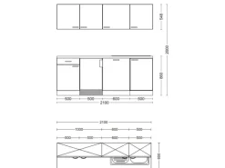 Flex-Well Exclusiv Single-Küchen|Kühlschränke<Büroküche Valero 210 cm Hochglanz Weiß-Sonoma Eiche