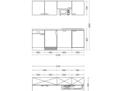 Flex-Well Exclusiv Single-Küchen|Einbauküchen<Büroküche Joelina 210 cm Weiß