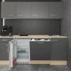 Flex-Well Exclusiv Büroküche Morena 210 cm Basaltgrau matt-San Remo Eiche hell< Single-Küchen|Einbauküchen