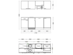 Flex-Well Exclusiv Single-Küchen|Einbauküchen<Büroküche Joelina 210 cm Weiß