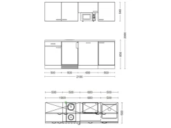 Flex-Well Exclusiv Büroküche Morena 210 cm Basaltgrau matt-San Remo Eiche hell< Single-Küchen|Kühlschränke
