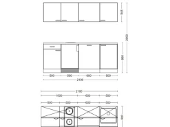 Flex-Well Exclusiv Büroküche Joelina 210 cm Weiß< Miniküchen|Kochfelder