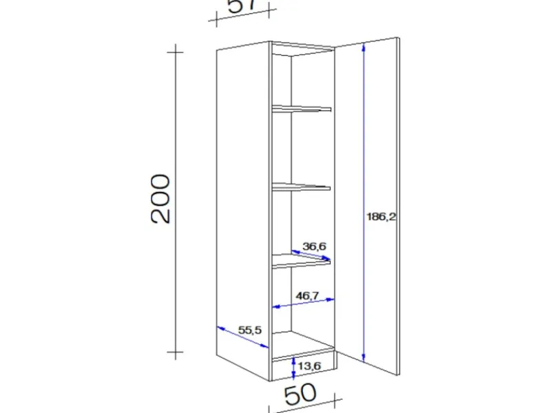 Flex-Well Exclusiv Küchenschränke<Geschirrschrank Orlando 50cm Kaschmir Glanz-Sonoma Eiche