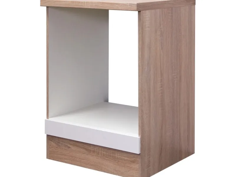 Flex-Well Exclusiv Herdumbauschrank Valero 60cm Hochglanz Weiß-Sono. Eiche
