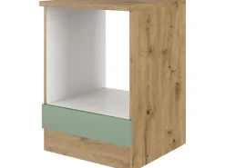 Outlet Flex-Well Exclusiv Herdumbauschrank Cara 60cm Schilfgrün matt - Artisan Eiche