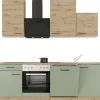 Hot Flex-Well Exclusiv Küche 1701-017 Cara 220 cm Schilfgrün matt - Artisan Eiche
