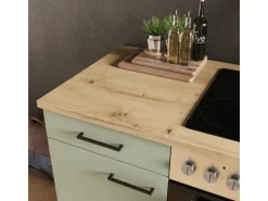 Flex-Well Exclusiv Küche 1601-036 Cara 210 cm Schilfgrün matt - Artisan Eiche< Winkelküchen|Einbauküchen