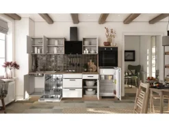 Flex-Well Exclusiv Küche 2327-019 Julia 280 cm Weiß matt-Cosmopolitan Eiche< Landhausküchen|Kühlschränke