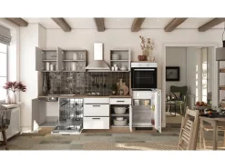Flex-Well Exclusiv Küche 2320-016 Julia 280 cm Weiß matt-Cosmopolitan Eiche< Landhausküchen