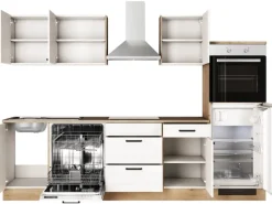 Flex-Well Exclusiv Küche 2320-016 Julia 280 cm Weiß matt-Cosmopolitan Eiche< Landhausküchen