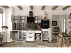 Flex-Well Exclusiv Landhausküchen|Kühlschränke<Küche 2327-000 Julia 280 cm Weiß matt-Cosmopolitan Eiche