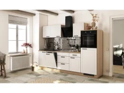 Flex-Well Exclusiv Landhausküchen|Kühlschränke<Küche 2327-000 Julia 280 cm Weiß matt-Cosmopolitan Eiche