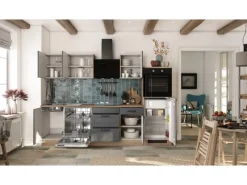 Flex-Well Exclusiv Küche 2327-019 Romeo 280 cm Anthrazit matt-Cosmopolitan Eiche< Landhausküchen|Kühlschränke