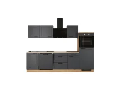 Flex-Well Exclusiv Küche 2327-019 Romeo 280 cm Anthrazit matt-Cosmopolitan Eiche< Landhausküchen|Kühlschränke