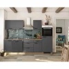 Online Flex-Well Exclusiv Küche 2320-016 Romeo 280 cm Anthrazit matt-Cosmopolitan Eiche