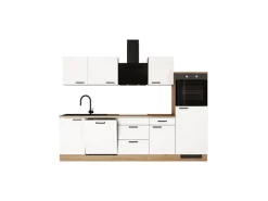 Flex-Well Exclusiv Küche Julia 280 cm ohne E-Geräte Weiß matt-Cosmopolitan Eiche