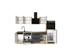 Flex-Well Exclusiv Küche Romeo 280 cm ohne E-Geräte Anthrazit matt-Cosmopolitan< Landhausküchen