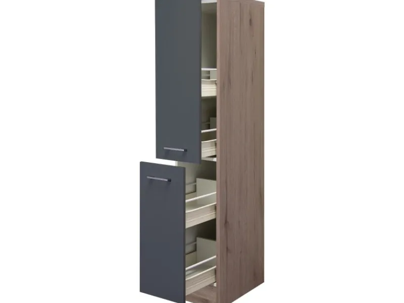 Flex-Well Exclusiv Küchenschränke<Küchen-Apothekerschrank Morena 30cm Basaltgrau-San Remo