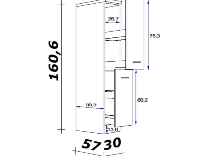 Flex-Well Exclusiv Küchenschränke<Küchen-Apothekerschrank Morena 30cm Basaltgrau-San Remo