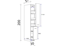 Discount Flex-Well Exclusiv Küchen-Apothekerhochschrank Morena 30 cm Basaltgr. - San Remo