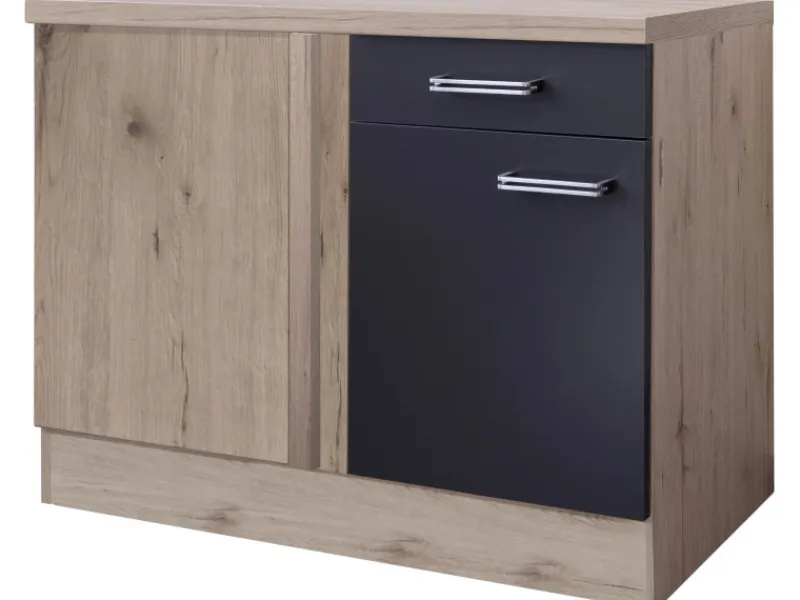Flex-Well Exclusiv Küchenschränke<Küchen-Eck-Unterschrank Lara 110x60cm Anthra.-San Remo Eiche