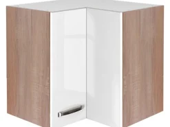 Flex-Well Exclusiv Küchenschränke<Küchen-Eck-Hängeschrank Valero 60 cm x 60 cm Hochglanz Weiß