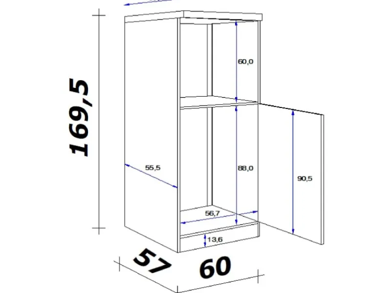 Clearance Flex-Well Exclusiv Küchen-Geräteumbauschr. Lara 60cm Anthra.-San Remo Eiche