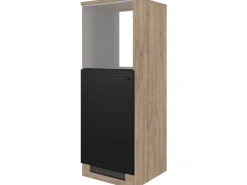 Flex-Well Exclusiv Küchenschränke<Küchen-Geräteumbauschr. Capri 60cm Schwarz Matt-Endgrain Oak
