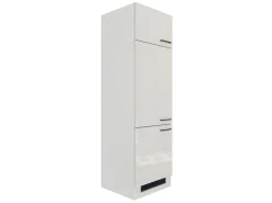 Flex-Well Exclusiv Kühlschränke|Küchenschränke<Küchen-Geräteschrank Lund 60cm 200cm Lichtgrau Gl.-Rauchgrau
