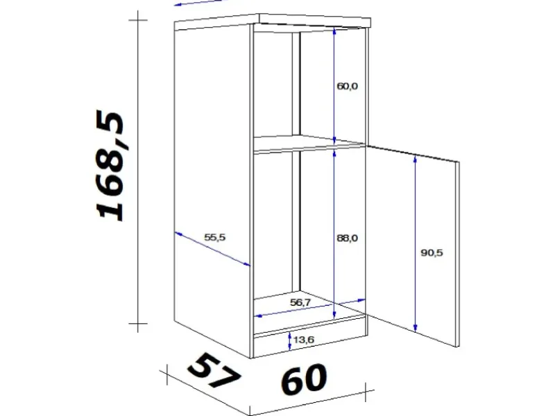 Flex-Well Exclusiv Küchen-Geräteumbauschrank Vintea 60cm Magnolie matt - O.< Küchenschränke|Kühlschränke