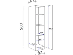 Outlet Flex-Well Exclusiv Küchen-Geschirrschr. Morena 50cm Basaltgrau - San Remo Eiche