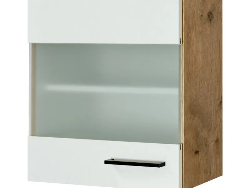 Flex-Well Exclusiv Küchen-Glas-Oberschrank Vintea 50cm Magnolie-Lancelot Oak< Küchenschränke