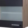 Flex-Well Exclusiv Küchen-Glas-Hängeschrank Lara 50 cm Anthrazit-San Remo Eiche< Küchenschränke