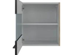 Flex-Well Exclusiv Küchenschränke<Küchen-Glas-Oberschrank Capri 50 cm Schwarz Matt-Endgrain Oak