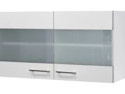 Clearance Flex-Well Exclusiv Küchen-Glas-Hängeschrank Joelina 100 cm Weiß
