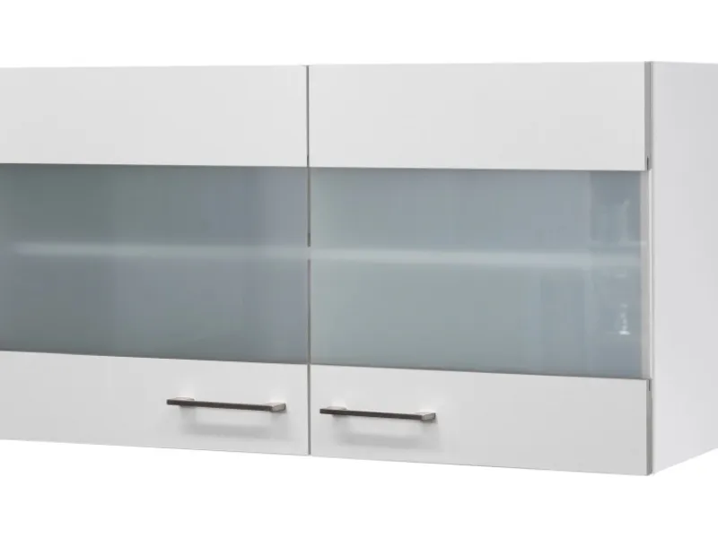 Clearance Flex-Well Exclusiv Küchen-Glas-Hängeschrank Joelina 100 cm Weiß