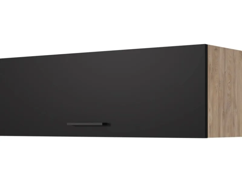 Flex-Well Exclusiv Küchen-Kurz-Oberschrank Capri 100x32cm Schwarz-Endgrain Oak< Küchenschränke
