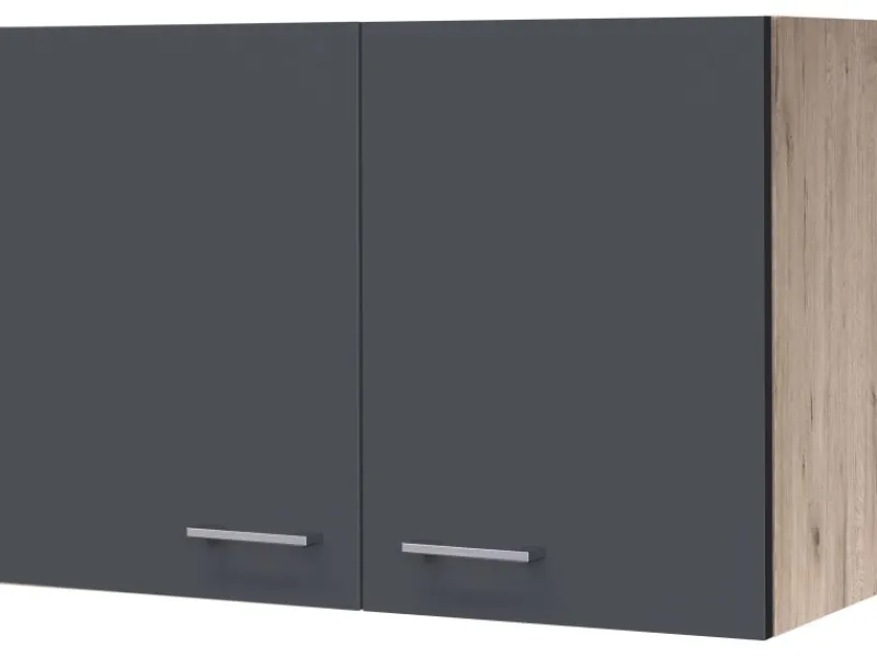 Outlet Flex-Well Exclusiv Küchen-Oberschrank Morena 80cm Basaltgrau matt-San Remo Eiche
