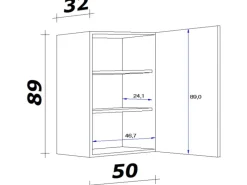 Flex-Well Exclusiv Küchen-Oberschrank Cara 50x 89cm Artisan Eiche Nachbildung< Küchenschränke
