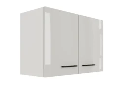 Flex-Well Exclusiv Küchenschränke<Küchen-Oberschrank Lund 80x55cm Lichtgrau glänzend-Rauchgrau