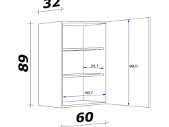 Flex-Well Exclusiv Küchenschränke<Küchen-Oberschrank Capri 60x 89cm Schwarz Matt-Endgrain Oak