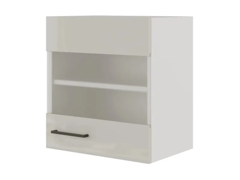 Flex-Well Exclusiv Küchenschränke<Küchen-Oberschrank Lund 50x55cm-Lichtgrau glänzend-Milchglas