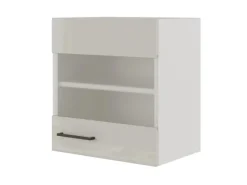 Flex-Well Exclusiv Küchenschränke<Küchen-Oberschrank Lund 50x55cm-Lichtgrau glänzend-Milchglas