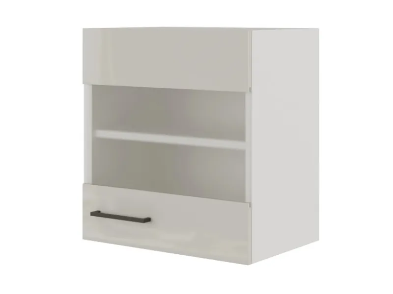 Flex-Well Exclusiv Küchenschränke<Küchen-Oberschrank Lund 50x55cm-Lichtgrau glänzend-Milchglas