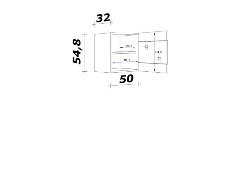 Flex-Well Exclusiv Küchenschränke<Küchen-Oberschrank Lund 50x55cm-Lichtgrau glänzend-Milchglas